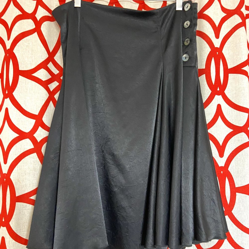 Black Satin Full Swing Skirt